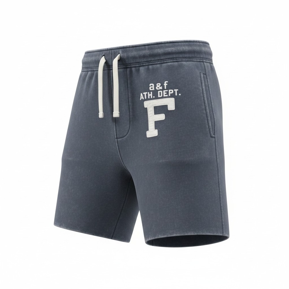 Abercrombie Kids Boys Large Blue Fleece‎ Varsity Ath Dept Shorts Raw Hem Lounge